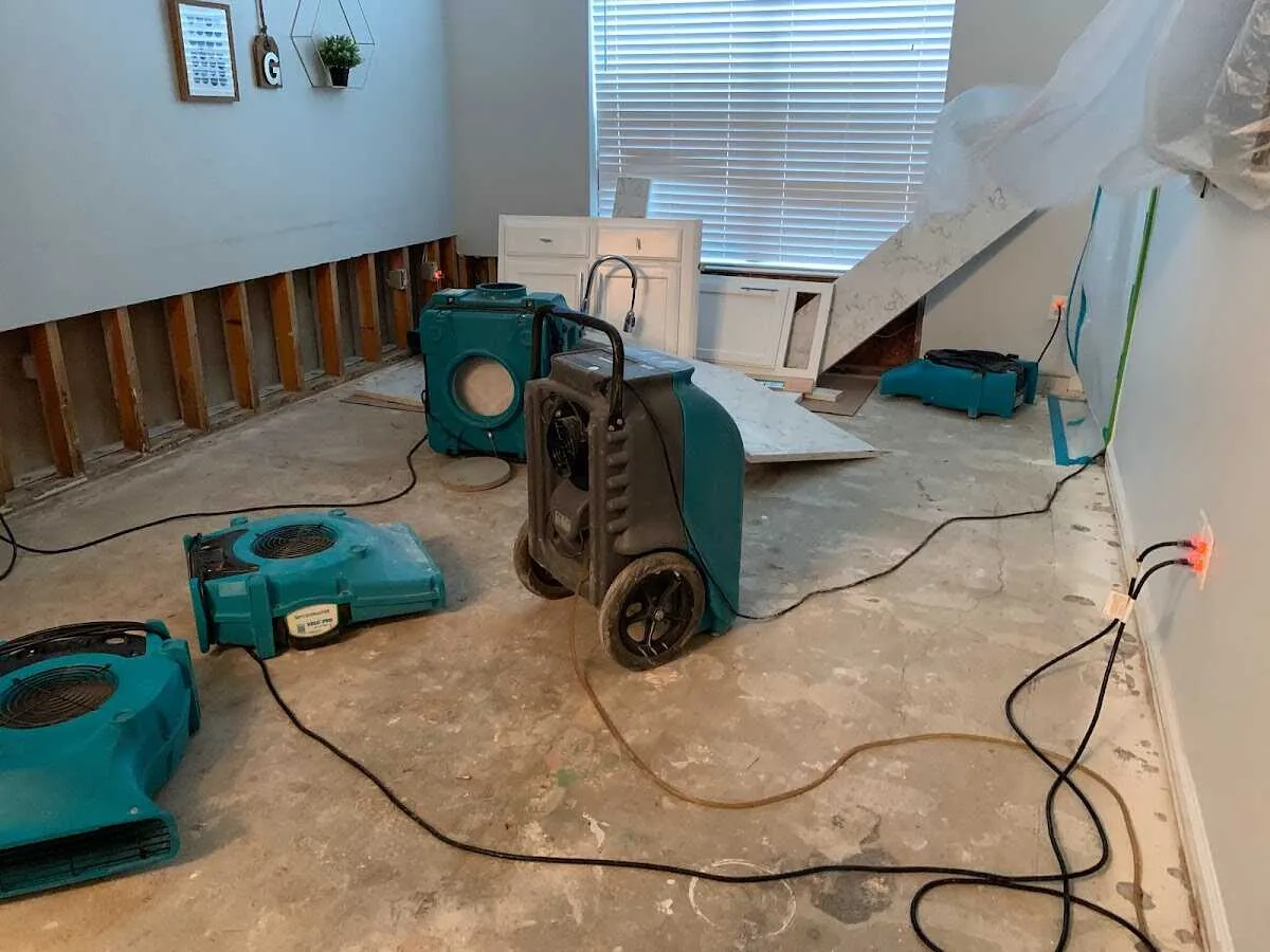 Dehumidifier in flood-cut room for Water Extraction & Removal in Greenfield